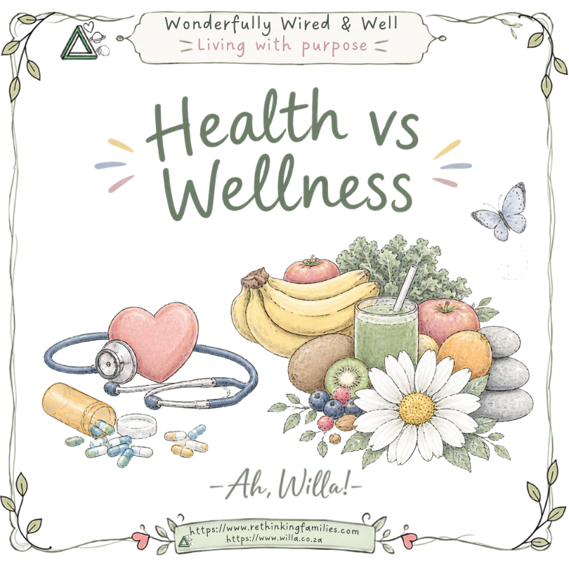 Health vs Wellness for Wonderfully Wired & Well © copyright